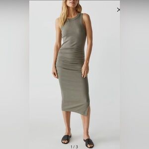 Michael Stars Wren Side Slit Sleeveless Body-Con Midi Dress Size:XS Color: Olive